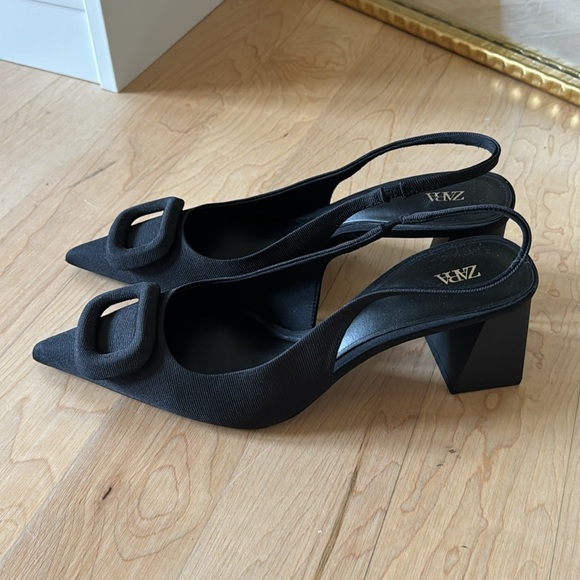 NWOT ZARA SLINGBACK SHOES WITH EMBELLISHED DETAILBLACK SIZE 7.5 | 2219/110 - Picture 9 of 9